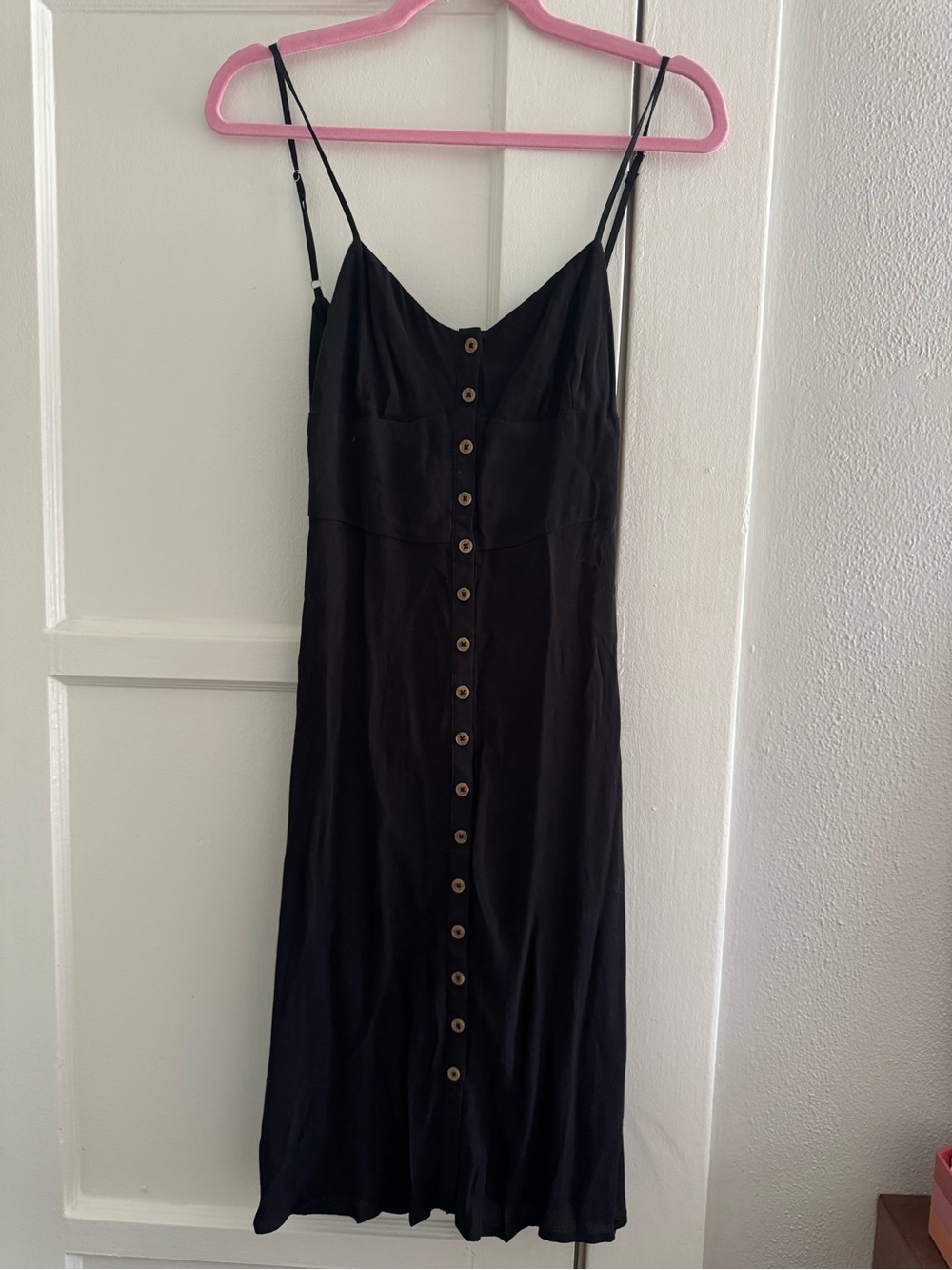Classic Black Button-Front Slip Dress - Women